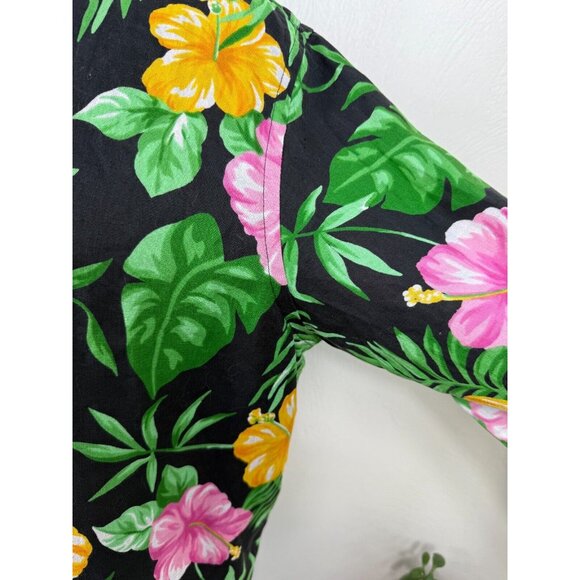 Lauren Ralph Lauren Womens 100% Linen Tropical Top Size Large Toggle Beachy - Picture 4 of 13